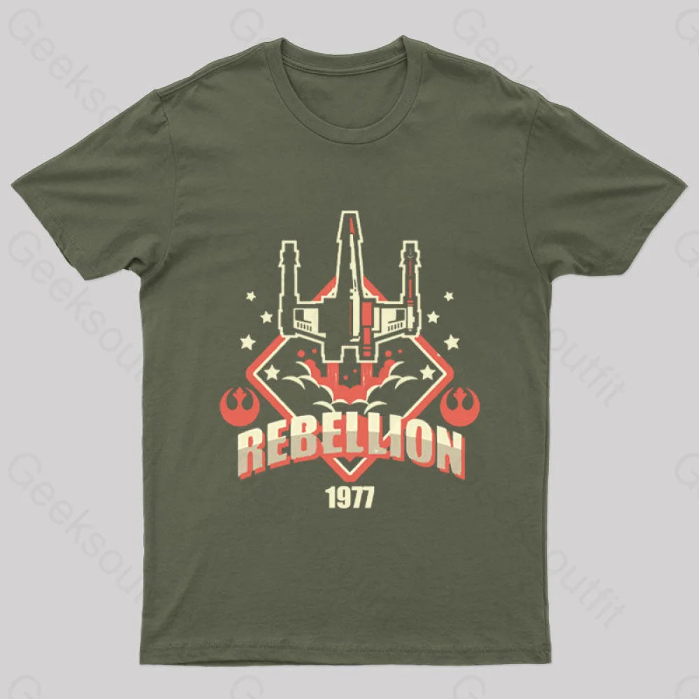 Rebellion Patch Geek T-Shirt Army Green / S