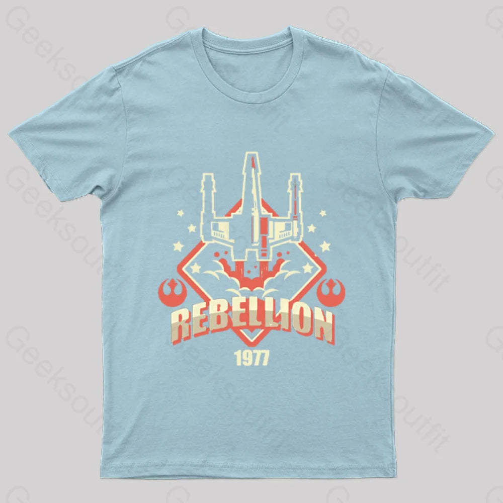 Rebellion Patch Geek T-Shirt Light Blue / S