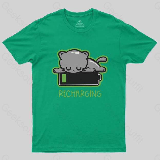 Recharging Cat T-Shirt - Geeksoutfit