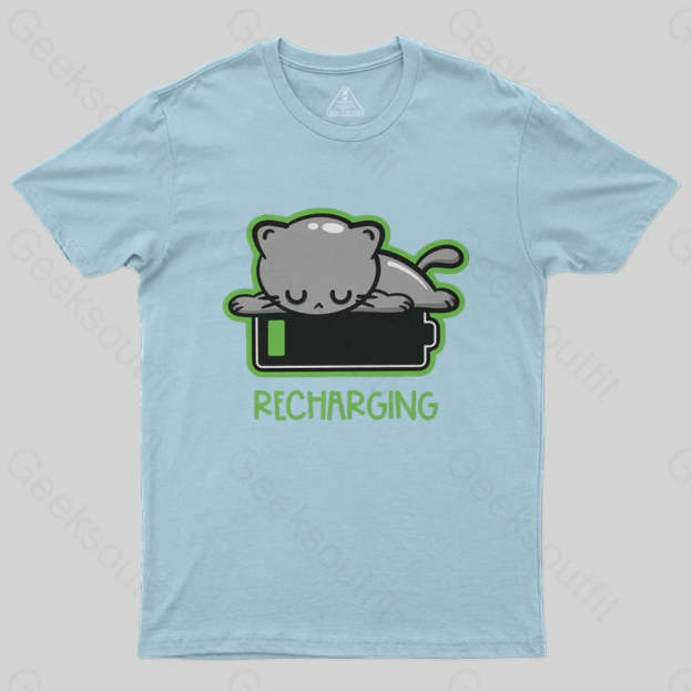 Recharging Cat T-Shirt - Geeksoutfit