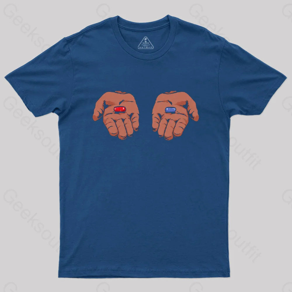 Red Or Blue Pill T-Shirt Navy / S