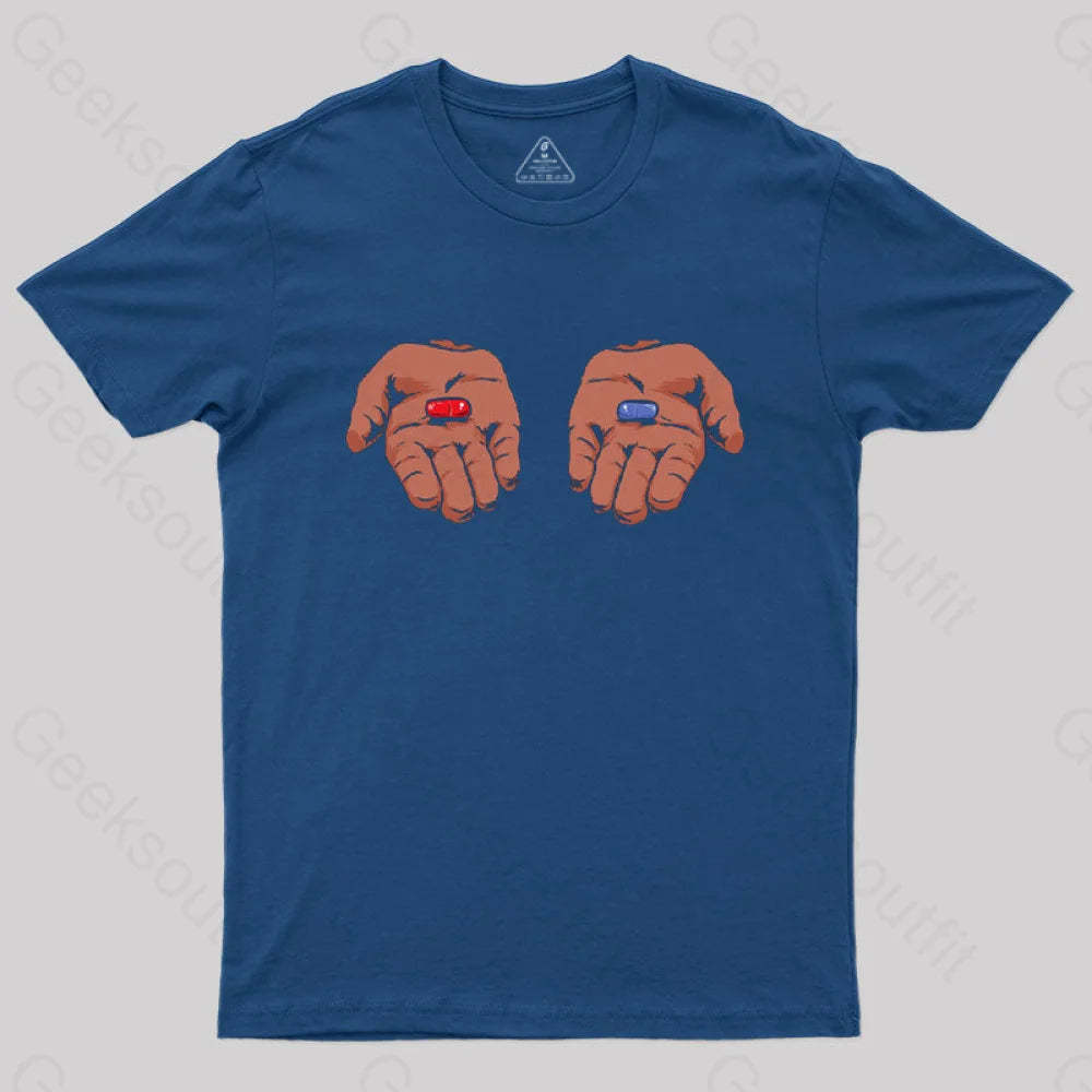 Red Or Blue Pill T-Shirt Navy / S