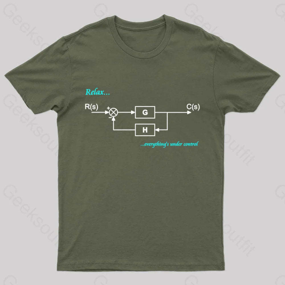Relax Everything’s Under Control Nerd T-Shirt Army Green / S