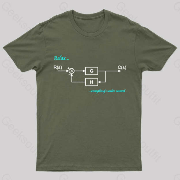 Relax Everything’s Under Control Nerd T-Shirt Army Green / S