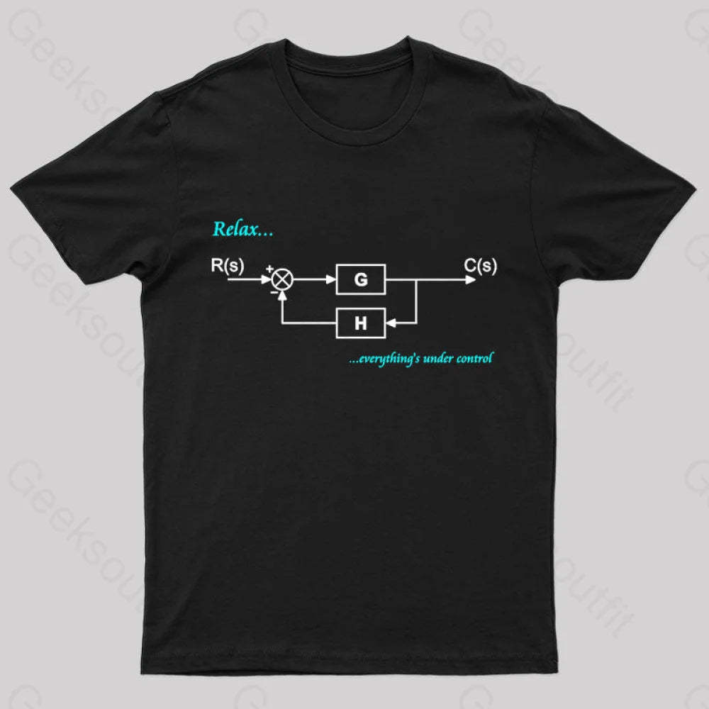 Relax Everything’s Under Control Nerd T-Shirt Black / S