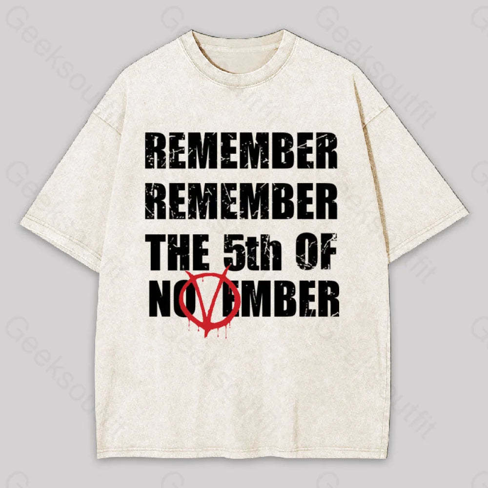 Remember The 5Th Of November V For Vendetta Washed T-Shirt Apricot / S Yc