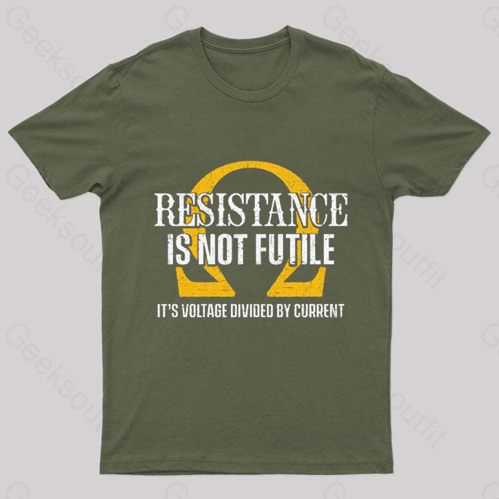 Resistance Is Not Futile Nerd T-Shirt Army Green / S