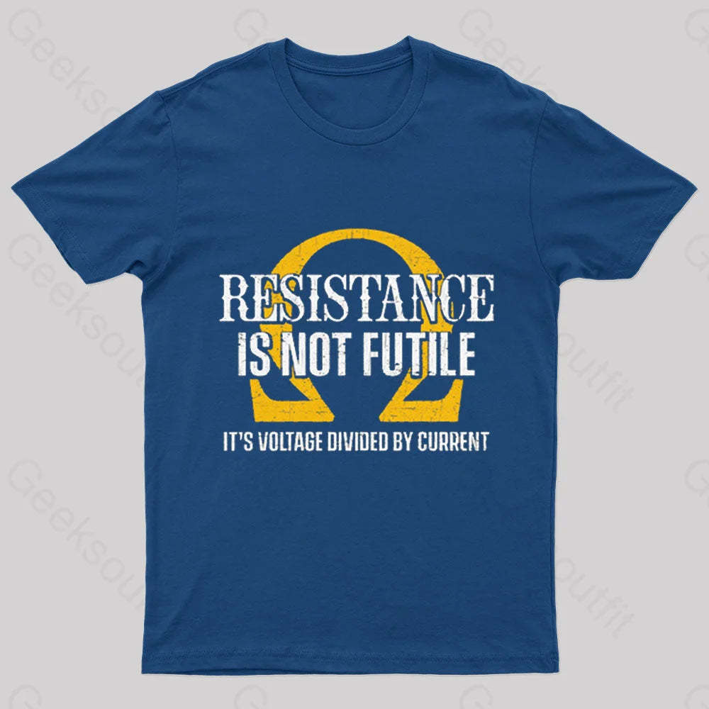 Resistance Is Not Futile Nerd T-Shirt Navy / S