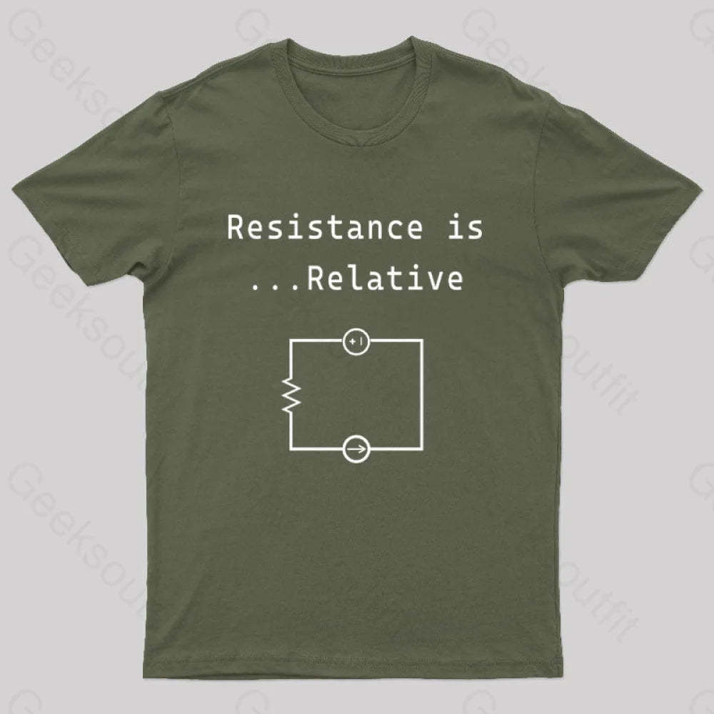 Resistance Is Relative Geek T-Shirt Army Green / S