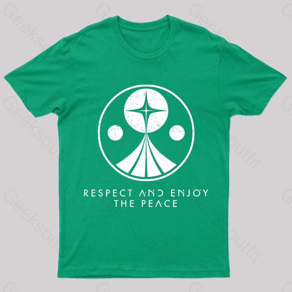 Respect And Enjoy The Peace Geek T-Shirt Green / S