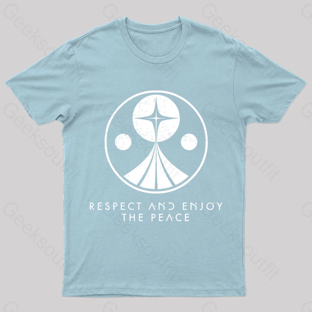 Respect And Enjoy The Peace Geek T-Shirt Light Blue / S