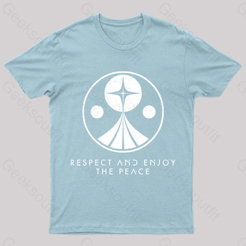 Respect And Enjoy The Peace Geek T-Shirt Light Blue / S