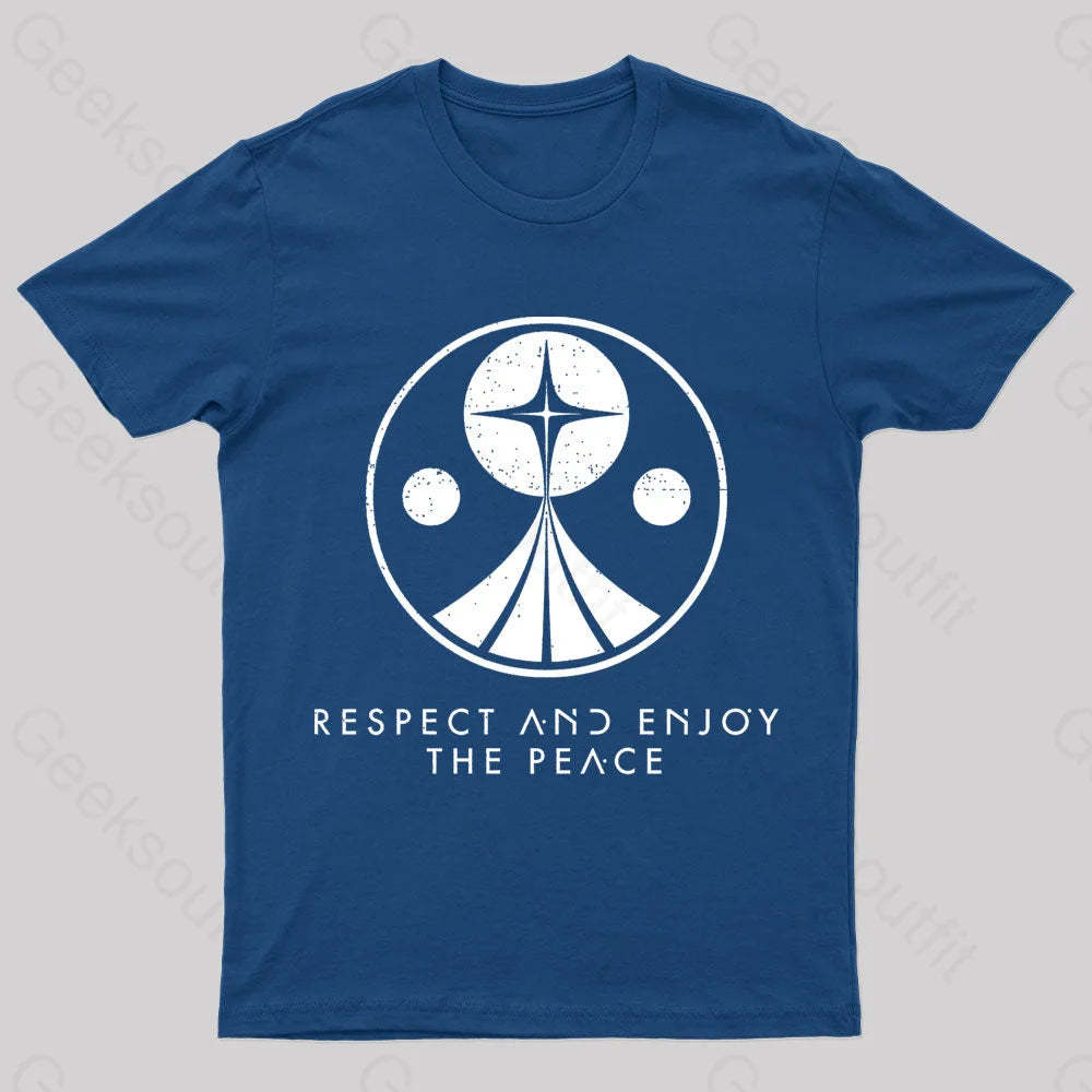 Respect And Enjoy The Peace Geek T-Shirt Navy / S