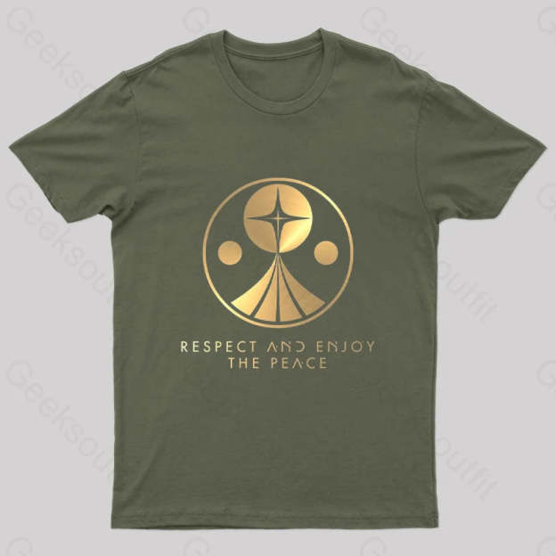 Respect And Enjoy The Peace Nerd T-Shirt Army Green / S