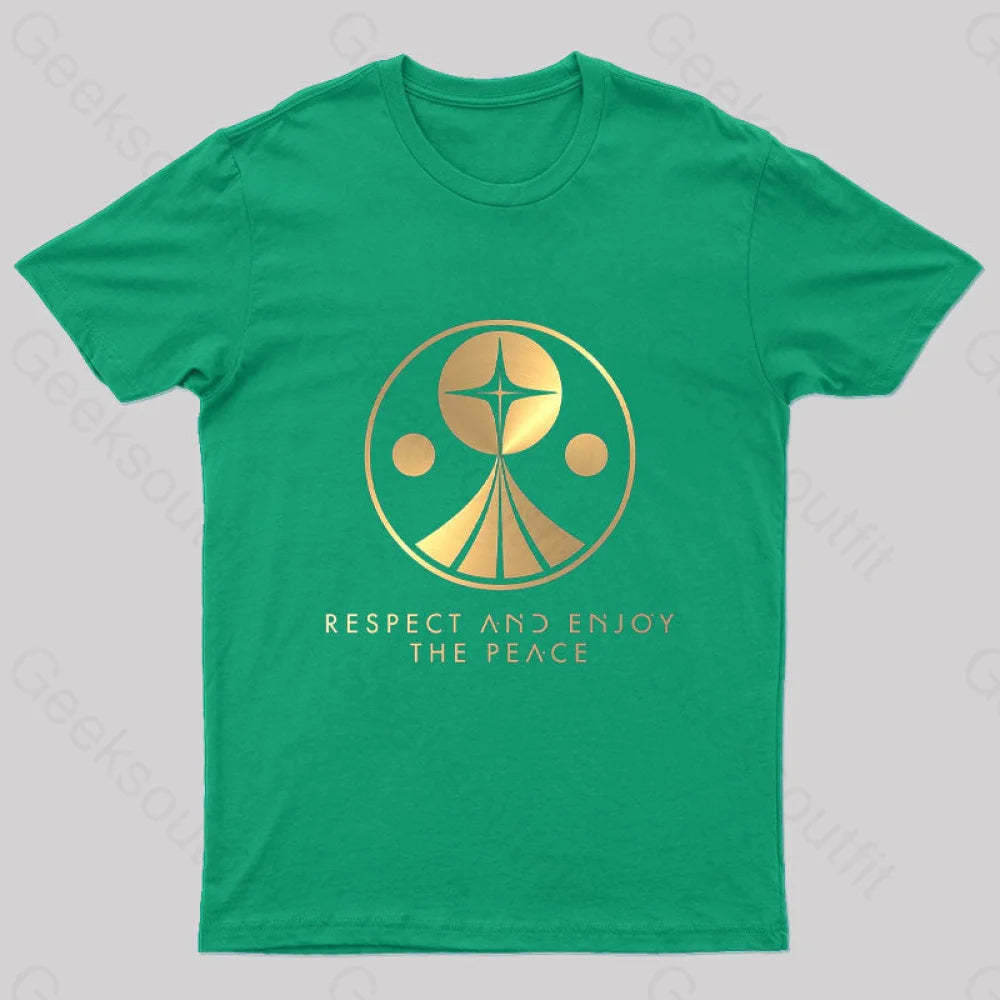 Respect And Enjoy The Peace Nerd T-Shirt Green / S