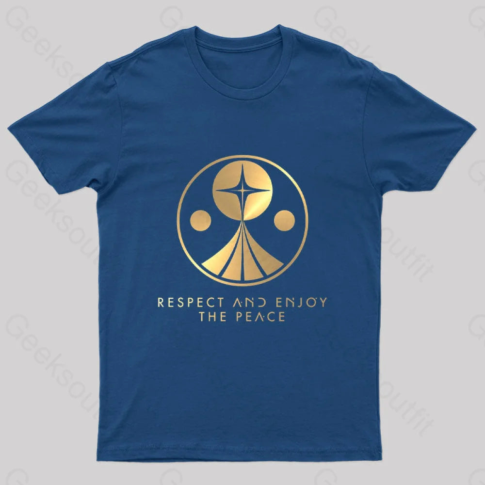 Respect And Enjoy The Peace Nerd T-Shirt Navy / S