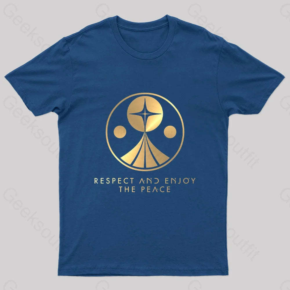 Respect And Enjoy The Peace Nerd T-Shirt Navy / S