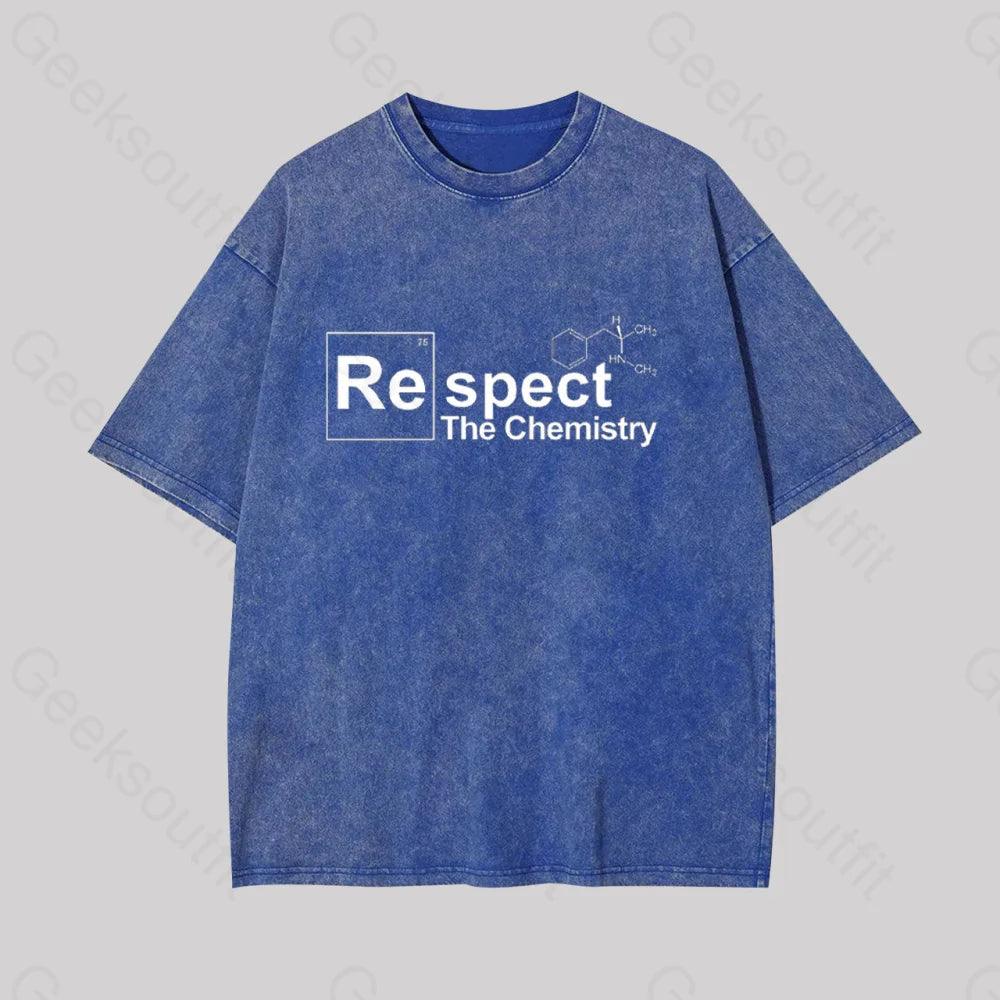 Respect The Chemistry Geek Washed T-Shirt Blue / S