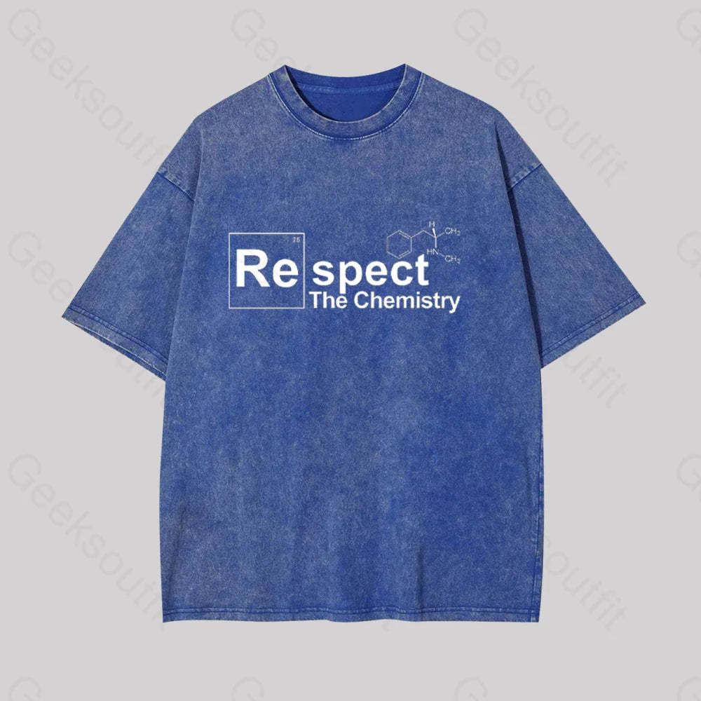 Respect The Chemistry Geek Washed T-Shirt Blue / S