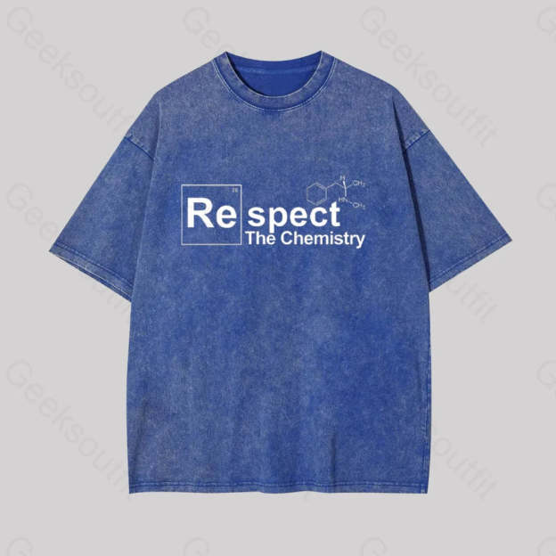 Respect The Chemistry Geek Washed T-Shirt Blue / S