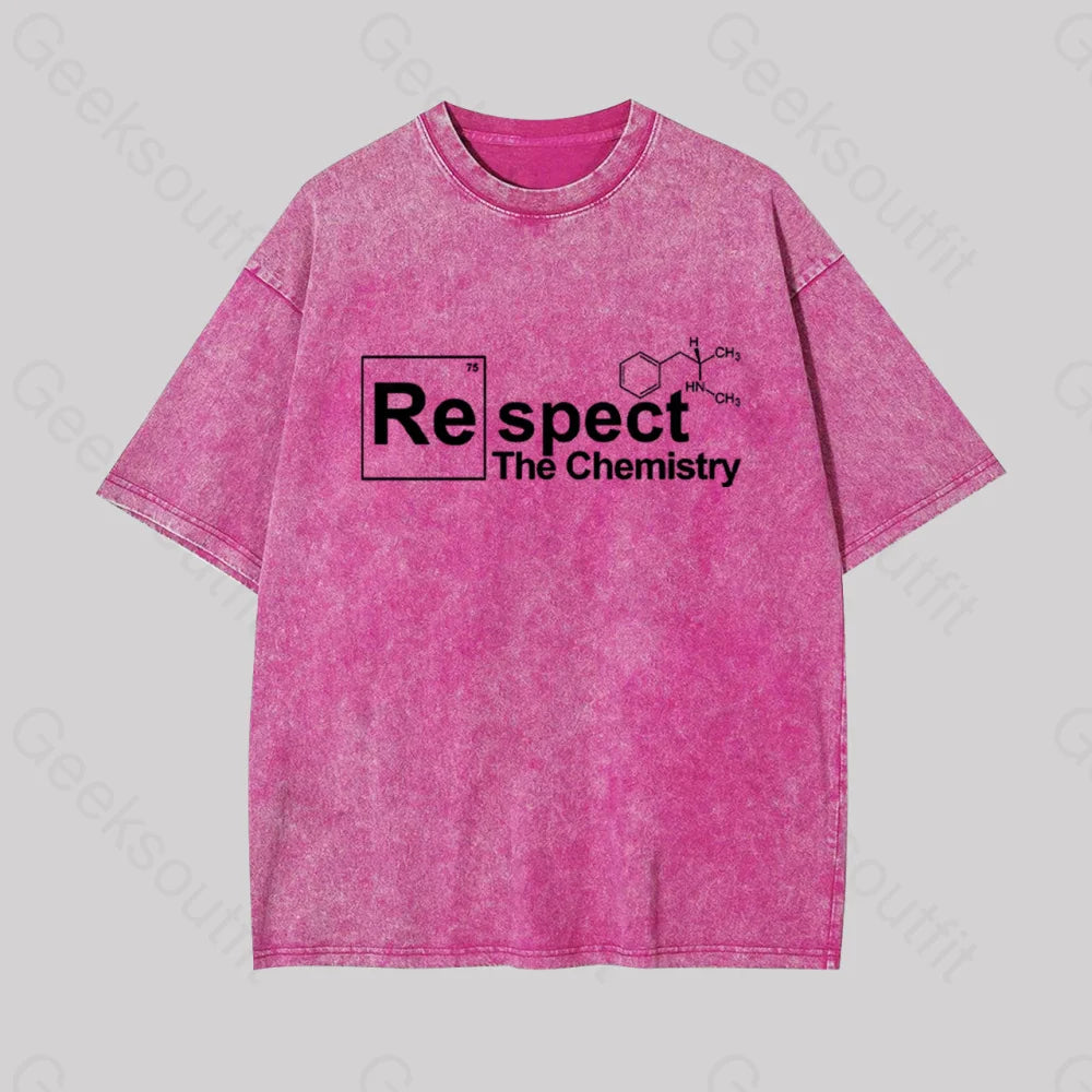 Respect The Chemistry Geek Washed T-Shirt Rose Red / S