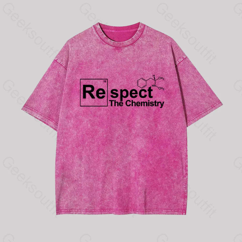 Respect The Chemistry Geek Washed T-Shirt Rose Red / S