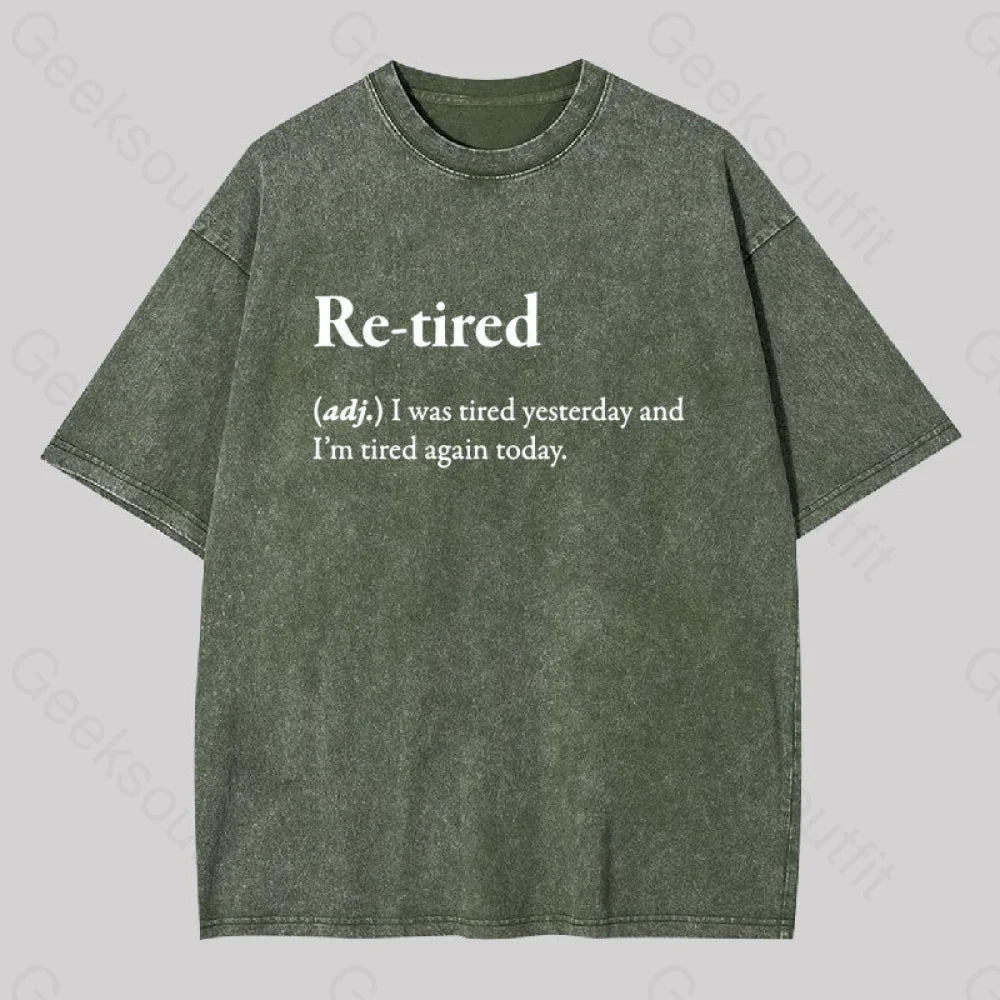Retired Definition Geek Washed T-Shirt Army Green / S
