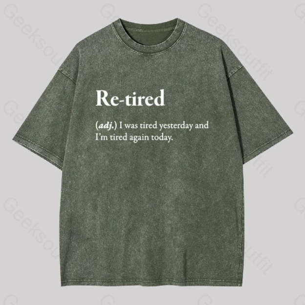 Retired Definition Geek Washed T-Shirt Army Green / S