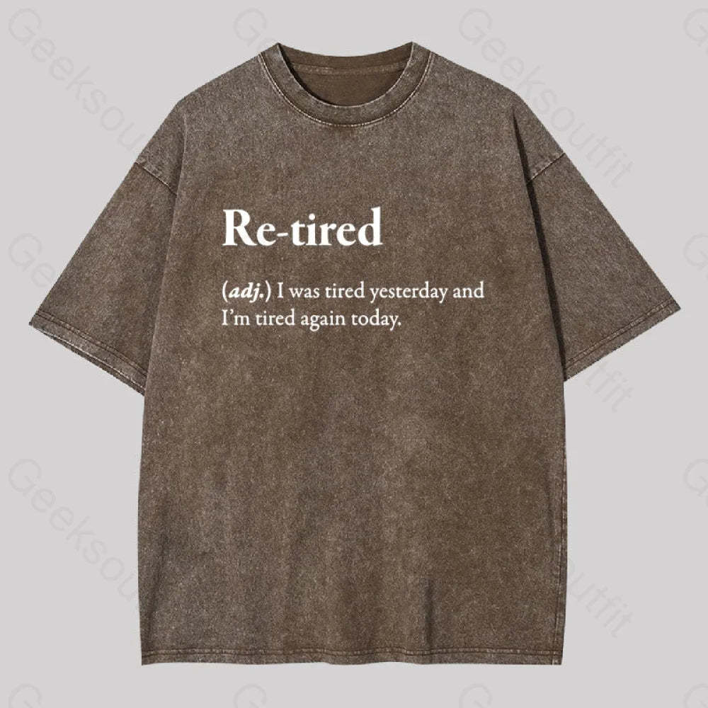 Retired Definition Geek Washed T-Shirt Coffee / S