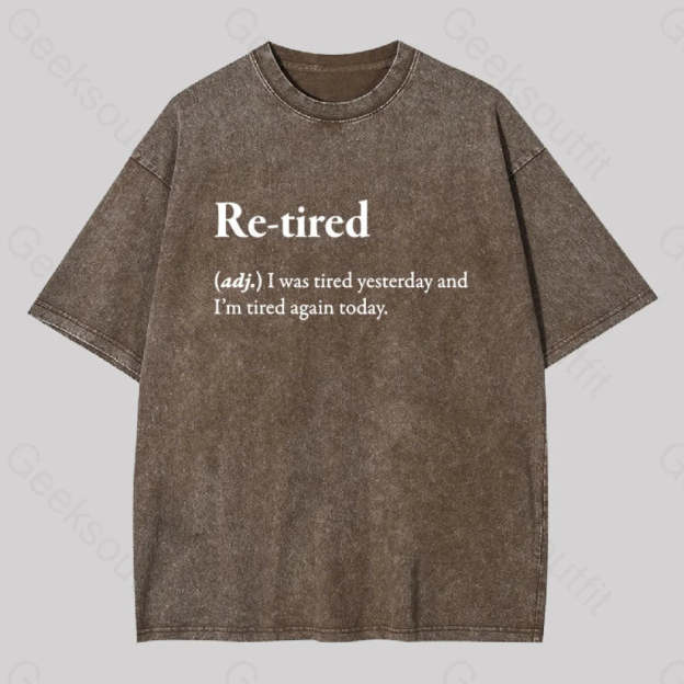 Retired Definition Geek Washed T-Shirt Coffee / S