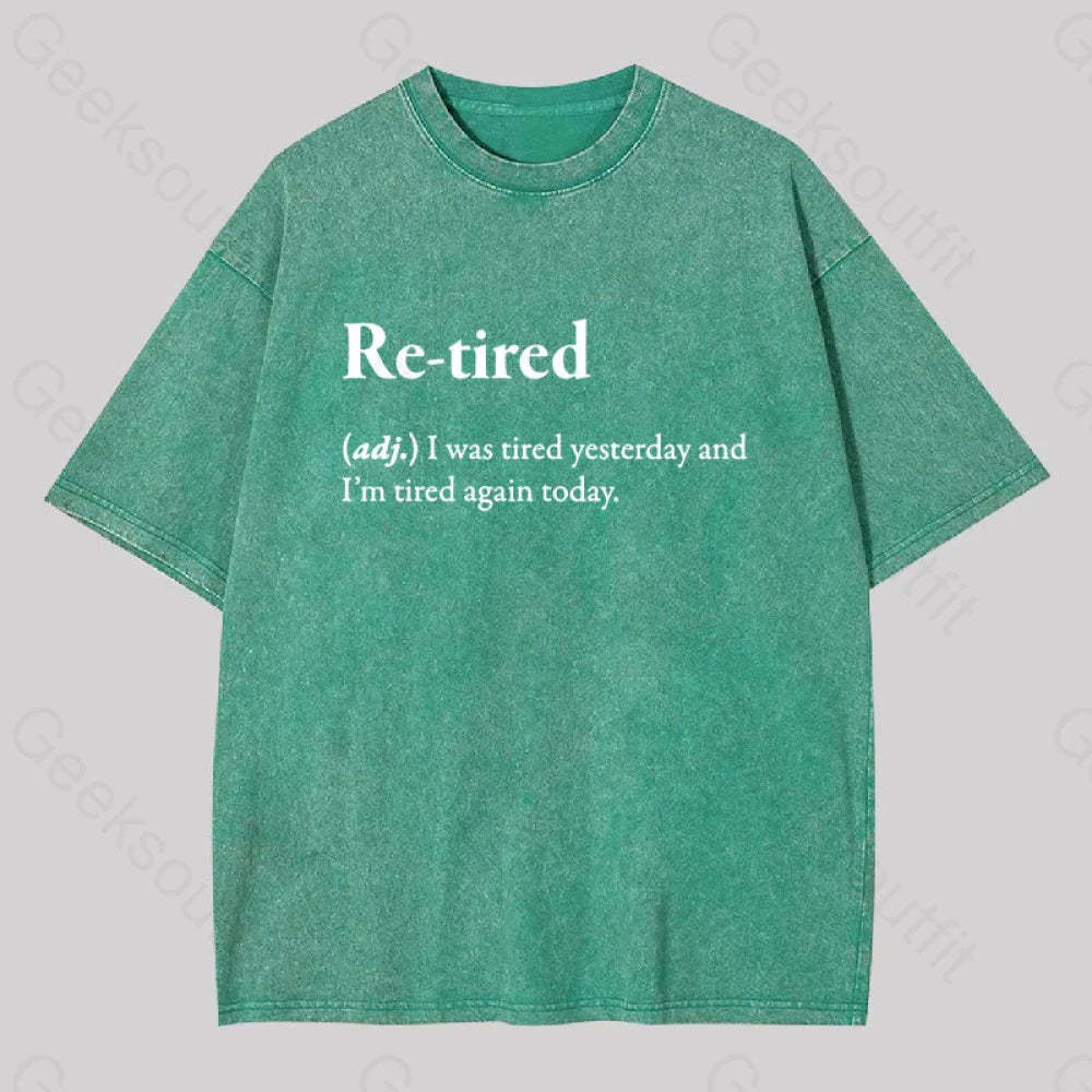 Retired Definition Geek Washed T-Shirt Grass Green / S