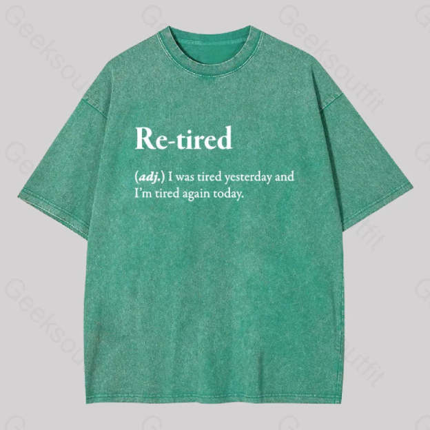 Retired Definition Geek Washed T-Shirt Grass Green / S