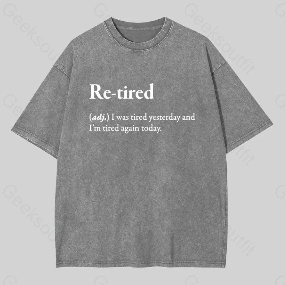 Retired Definition Geek Washed T-Shirt Grey / S
