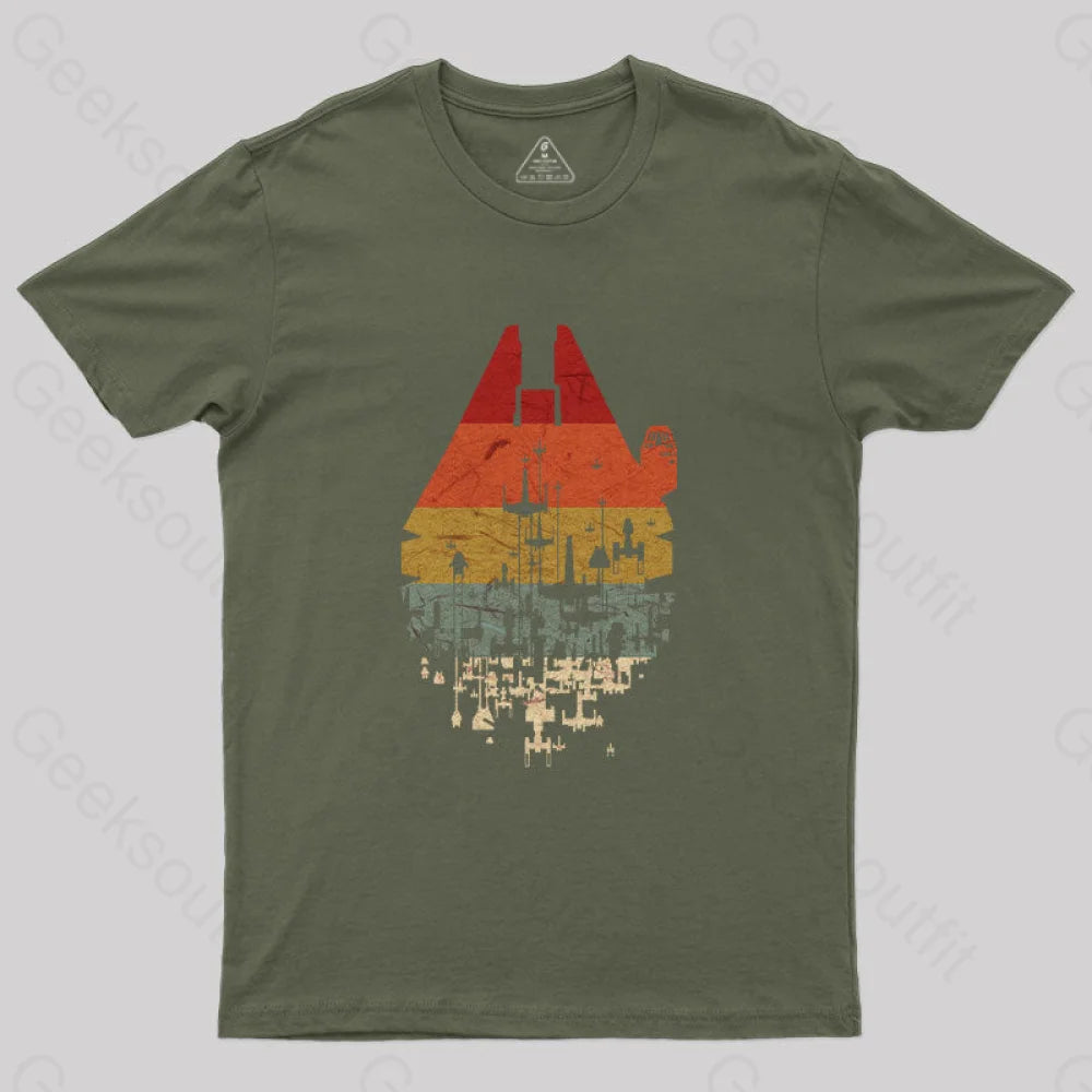 Retro Battleship Geek T-Shirt Army Green / S Yc