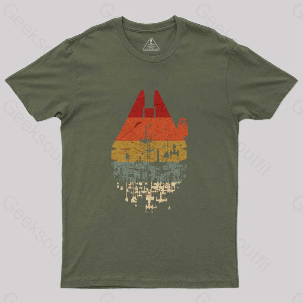 Retro Battleship Geek T-Shirt Army Green / S Yc