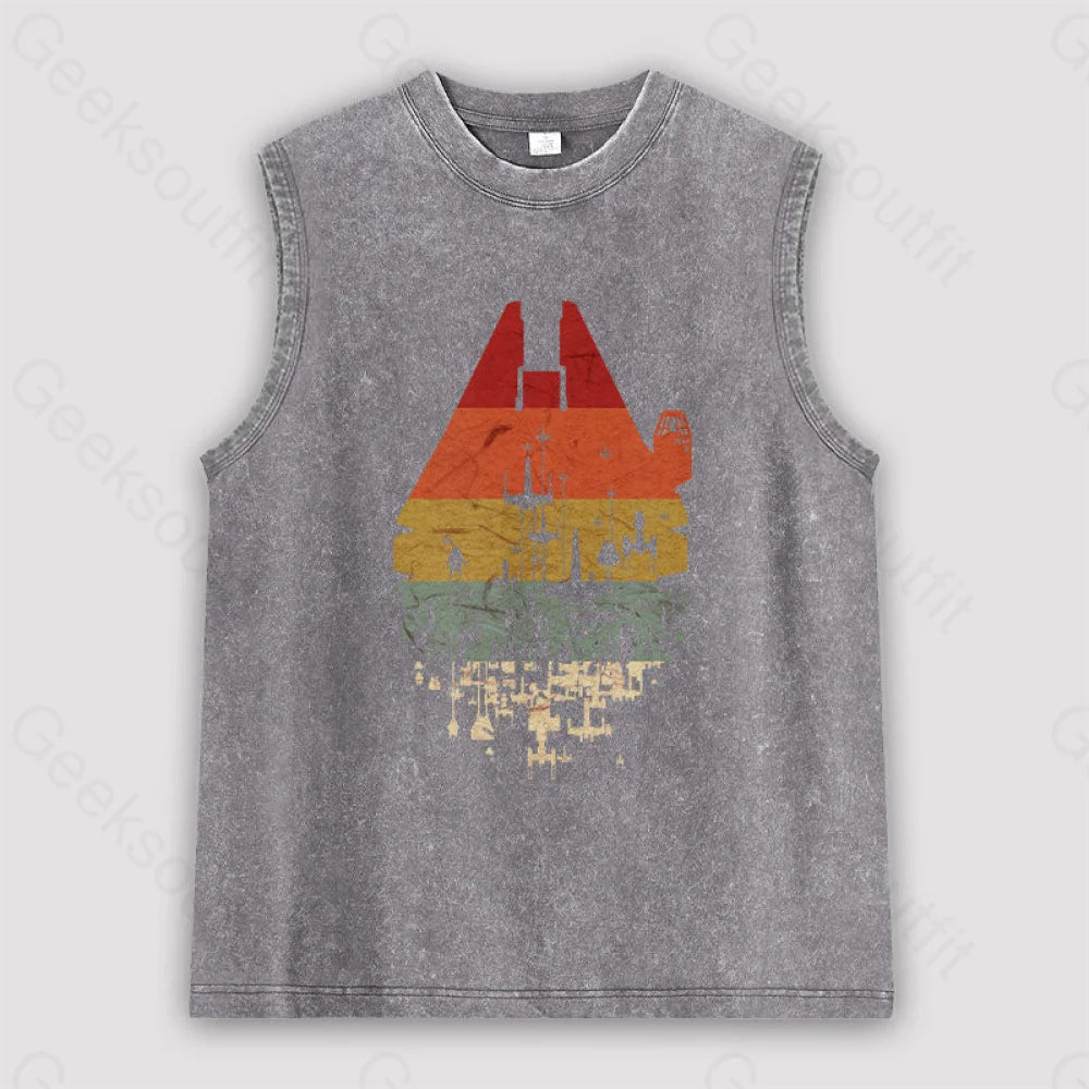 Retro Battleship Unisex Washed Tank Grey / S