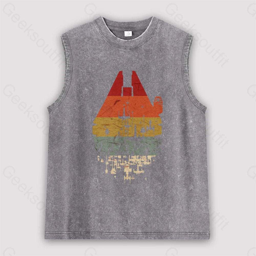 Retro Battleship Unisex Washed Tank Grey / S