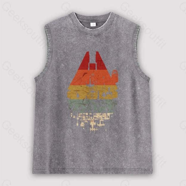 Retro Battleship Unisex Washed Tank Grey / S