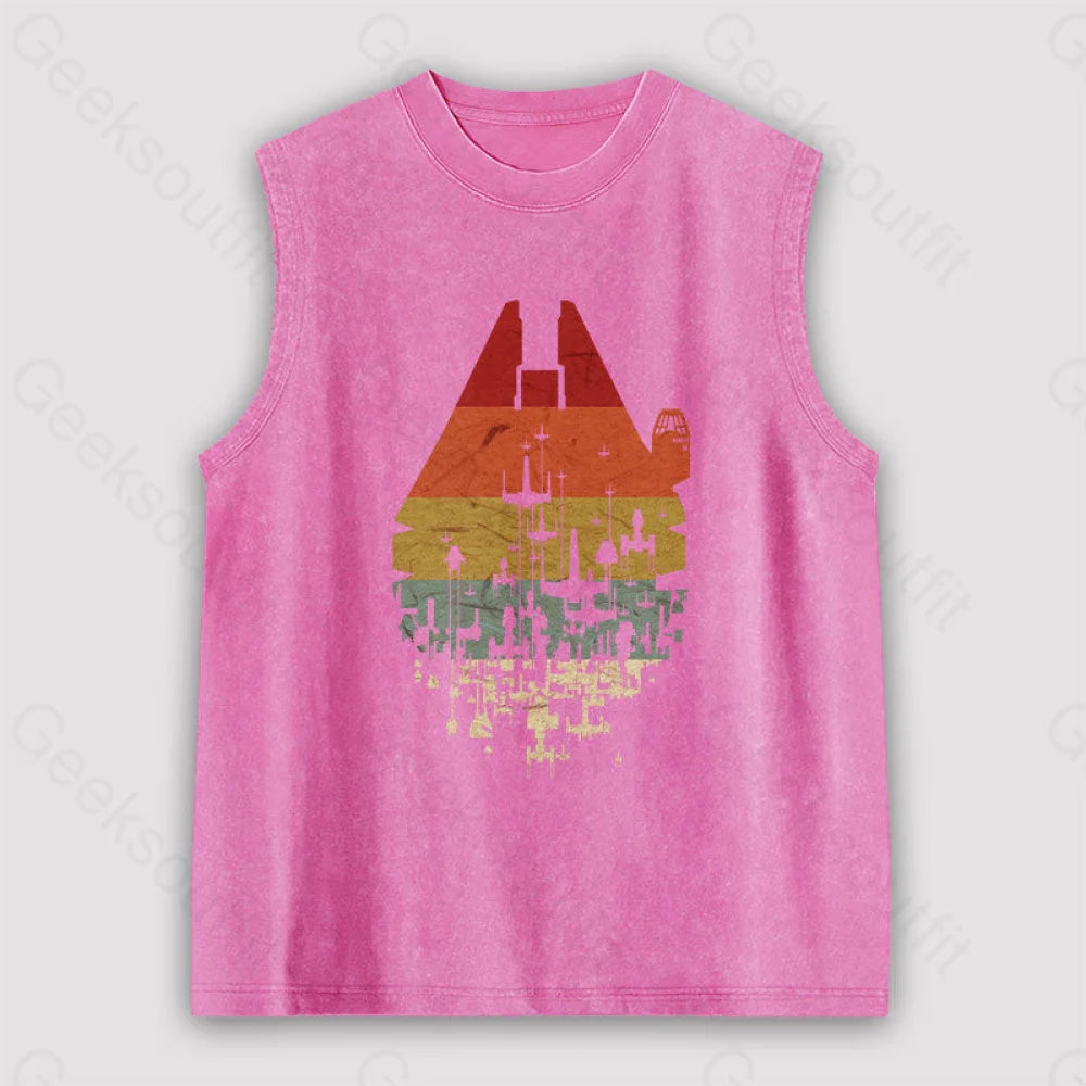 Retro Battleship Unisex Washed Tank Pink / S