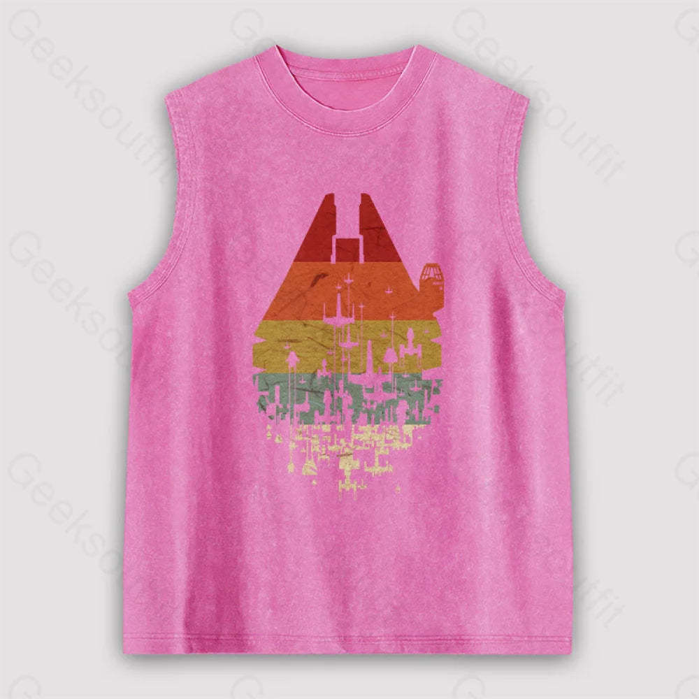 Retro Battleship Unisex Washed Tank Pink / S