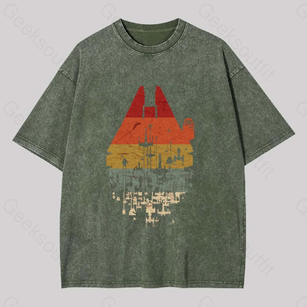 Retro Battleship Washed T-Shirt Army Green / S