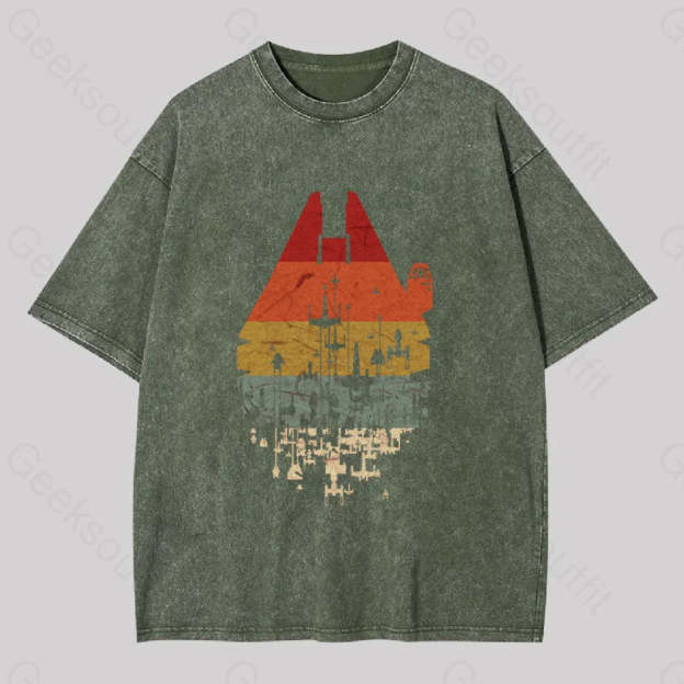 Retro Battleship Washed T-Shirt Army Green / S