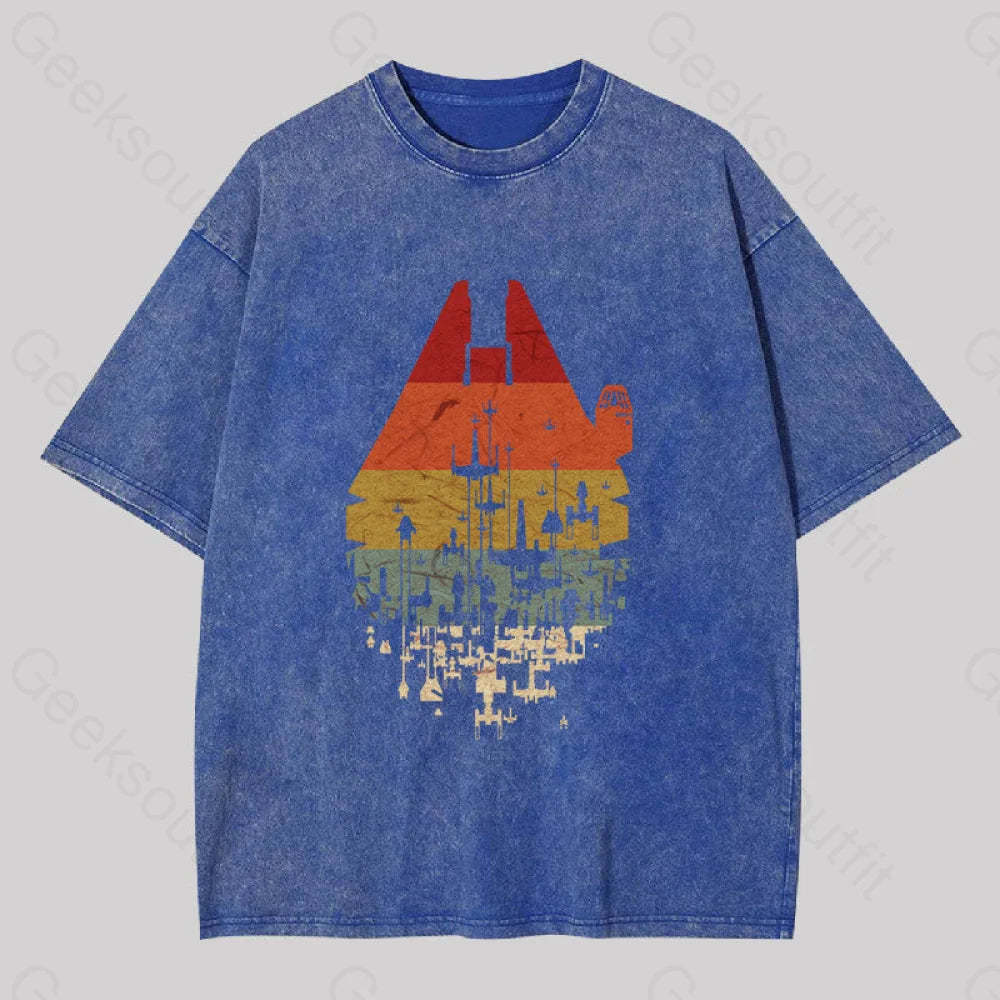 Retro Battleship Washed T-Shirt Blue / S