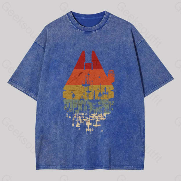 Retro Battleship Washed T-Shirt Blue / S