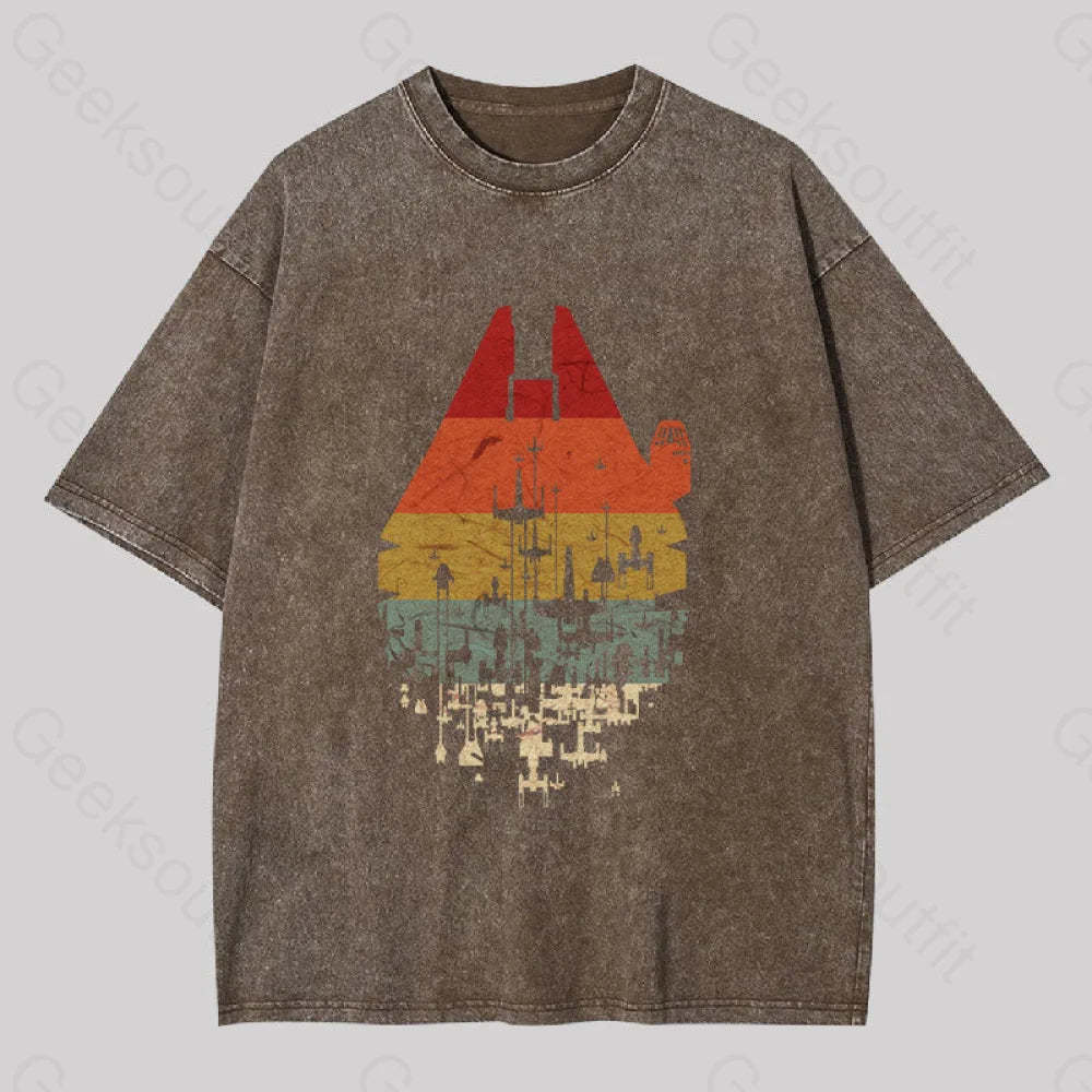 Retro Battleship Washed T-Shirt Coffee / S