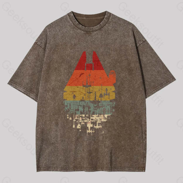 Retro Battleship Washed T-Shirt Coffee / S