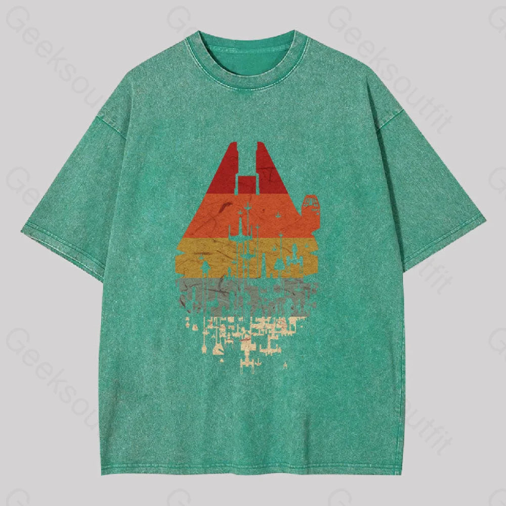 Retro Battleship Washed T-Shirt Grass Green / S
