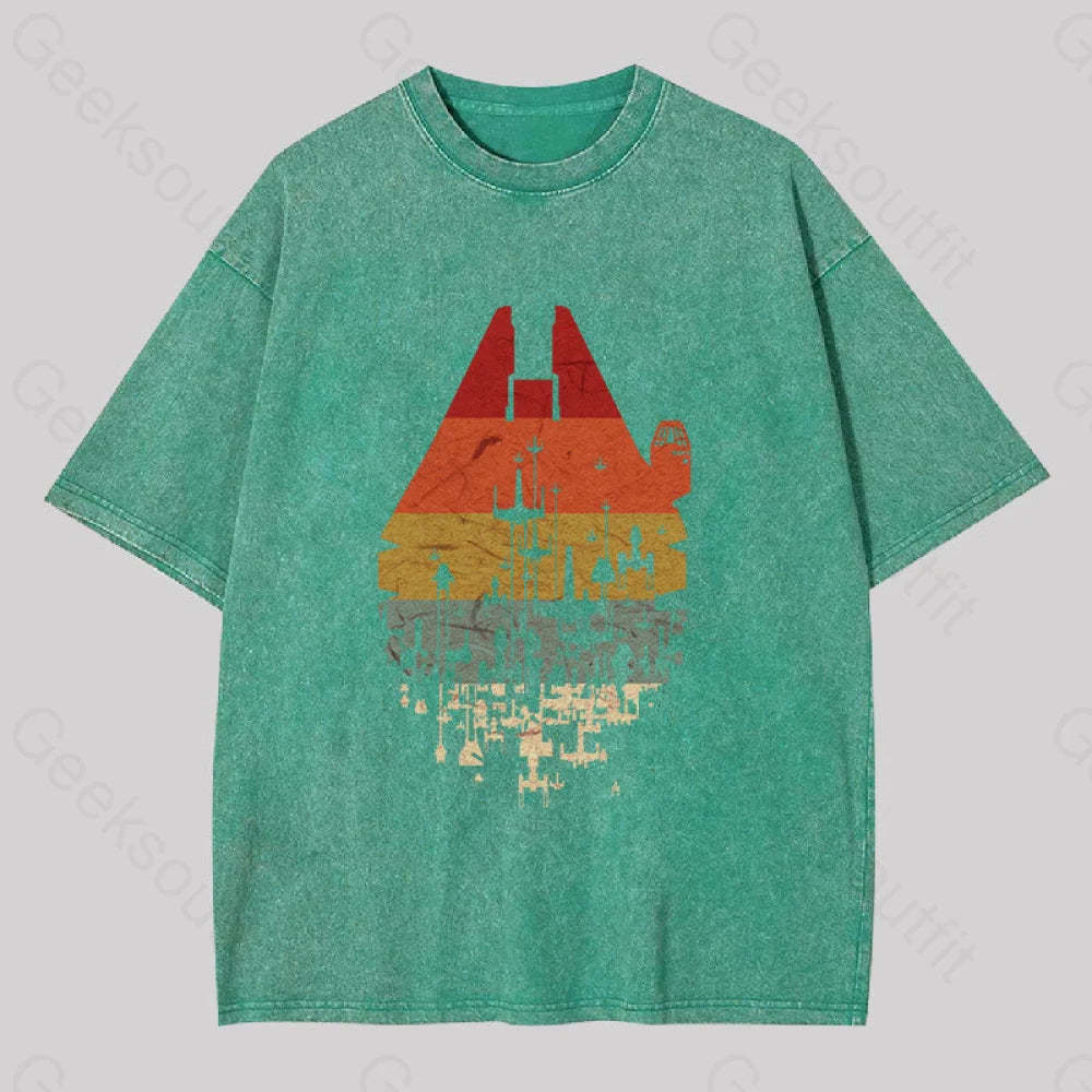 Retro Battleship Washed T-Shirt Grass Green / S