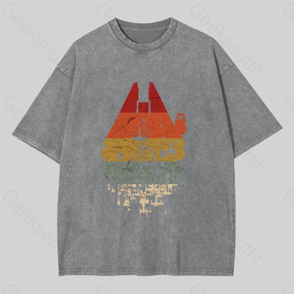 Retro Battleship Washed T-Shirt Grey / S