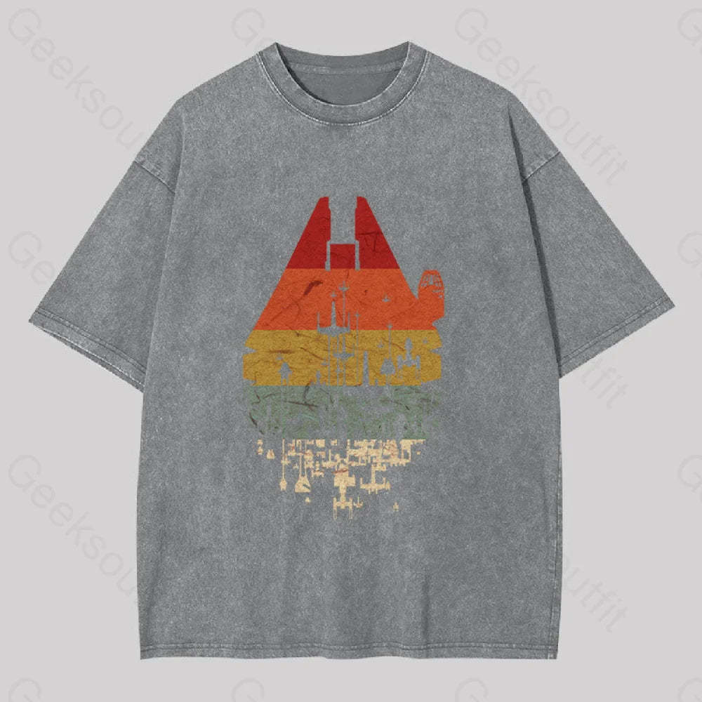 Retro Battleship Washed T-Shirt Grey / S